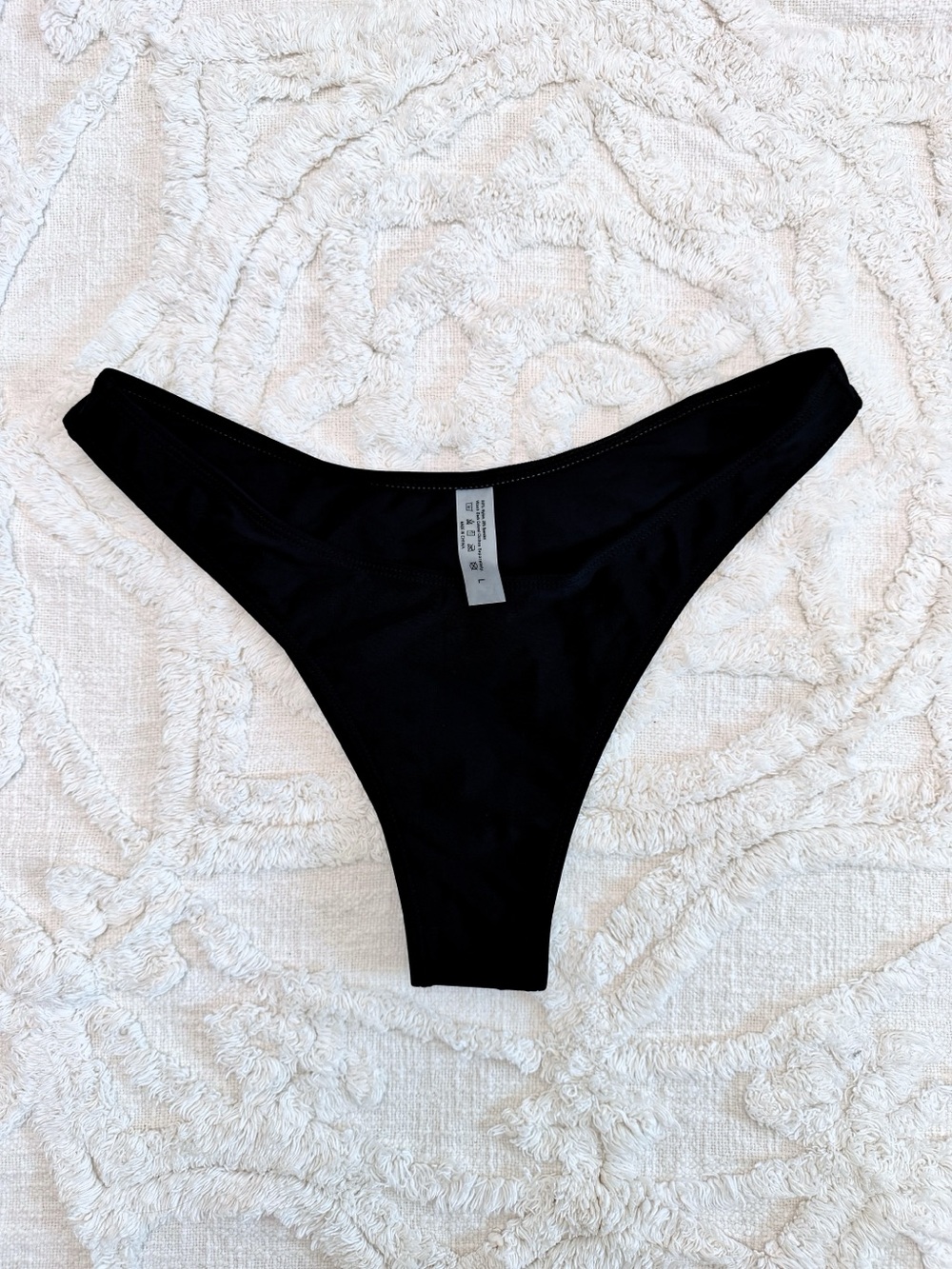 SHEIN Black High Cut Cheeky Thong Bikini Bottoms Size Large